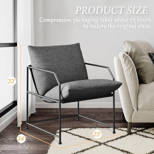 Accent Chair Living Room Chairs Accent Chairs Set of 2 Comfy Reading Chair for Bedroom Upholstered Lounge Chair Mid Century Modern Arm Chair Side Sofa Chair Armchair Waiting Room Chairs(Charcoal, 2) - color: Charcoal