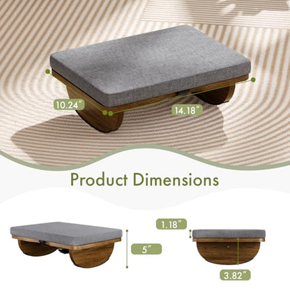Wooden Under Desk Foot Rest with Detachable Cushion - size: Single Layer-With Cushion
