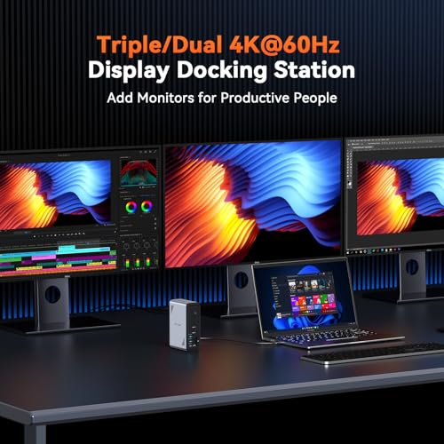 TobenONE 18 in 1 Laptop Docking Station 3 Monitors,Triple 4K HDMI,9 USB C/A