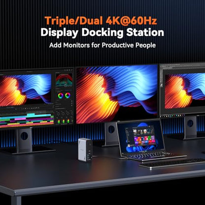 TobenONE 18 in 1 Laptop Docking Station 3 Monitors,Triple 4K HDMI,9 USB C/A