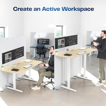 VIVO Light Wood 60 x 30 in Standing Desk, DESK-KIT-0W6C - color: Light Wood Top / White Frame, size: 60 x 30 inch