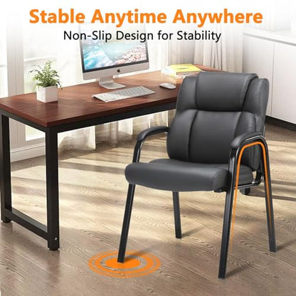 CLATINA Leather Guest Chair with Padded Arm Rest for Reception Meeting Conference and Waiting Room Side Office Home Black 8 Pack - color: Black, size: 8 Pack