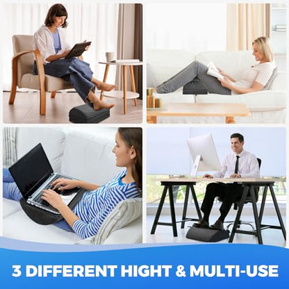 Foot Rest, Adjustable 3 Height, Memory Foam, Black