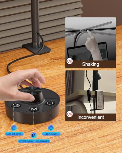 Desk Lamp Clamp Light 24W, Ultra Wide 4 Head Bars, 5 Color Modes Dimming, Multi-Screen Setup for Office, Architect, Black, Aluminum, Adapter Included - size: 4-Head Curved Gooseneck Desk Lamp