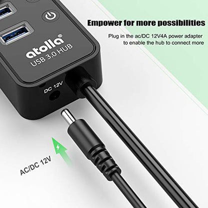 Powered USB 3.0 Hub, atolla 11 Ports, 7 USB 3.0 Data Ports+4 Charging Port