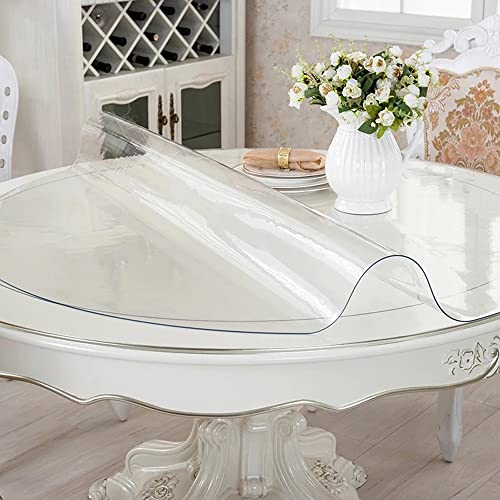 RostiKong 36 Inch Clear Plastic Round Table Top Protector PVC Tablecloth Cover Vinyl Cover Easy Clean Waterproof Furniture Topper Pad for Wood Dining Living Room Accent Coffee Patio Table Mat Desk Pad - color: Upgraded Clear Round Shape, size: 36" x 36"