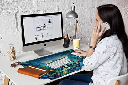 Elephant Mouse Pad and Keyboard Wrist Rest Animal Desk Mat Set Gaming Mousepad with Wrist Support XXL Computer Mat 31.5" x 15.75" Mouse Mat for Work Game Home Office - color: Elephant
