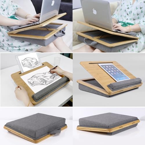 Adjustable Lap Desk for Laptop with Cushion Tablet Phone Holder - size: 16.5"x13.4" Height-adjustable