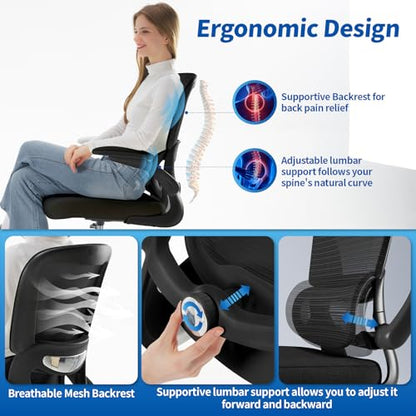 TRALT Drafting Chair - Tall Office Chair with Lumbar Support for High Desk - color: Black
