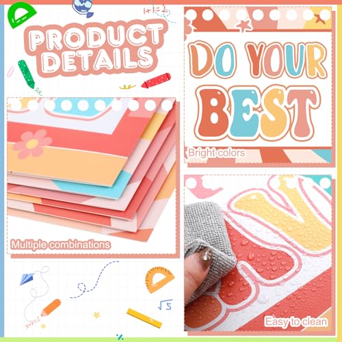 Honoson 24 Pcs Inspirational Privacy Folders for Students | Cardboard Desk Shields with Motivational Words, 6 Designs for Classroom Study, Tri-fold Exam Dividers, Bulk Test Boards - style: Groovy