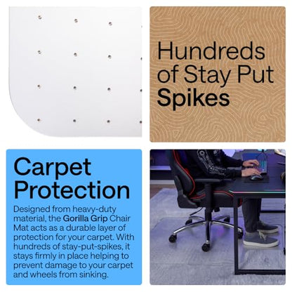 GORILLA GRIP Office Chair Mat for Carpet Floors, Heavy Duty 32x48 Clear Lip - size: 32"x48", style: Carpet Floor with Lip