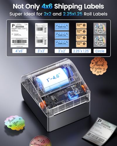 ASprink Bluetooth Shipping Label Printer with 750 Pcs Labels - color: Grey