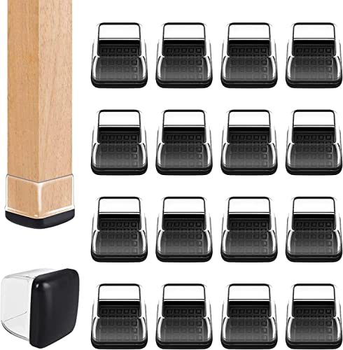 Ezprotekt Chair Leg Sliders for Carpet, 24 Pcs Square Chair Glides for Carpet, Carpet Furniture Pads Stool Leg Protectors Caps, Carpet Furniture Glides Quickly and Easily (M Fit: 0.75" - 1") - size: M-Clear