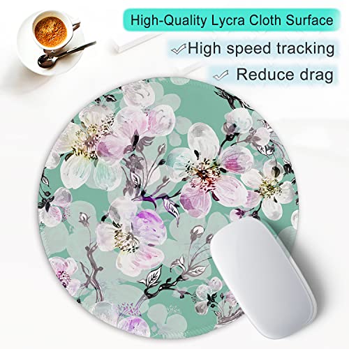 ITNRSIIET Round Mouse Pad with Stitched Edge Premium-Textured Waterproof Non-Slip Rubber Base Desktop Protection Mat Diameter 8.7 inches, Beautiful Flower Art - color: Beautiful Flower Art