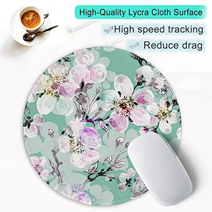 ITNRSIIET Round Mouse Pad with Stitched Edge Premium-Textured Waterproof Non-Slip Rubber Base Desktop Protection Mat Diameter 8.7 inches, Beautiful Flower Art - color: Beautiful Flower Art