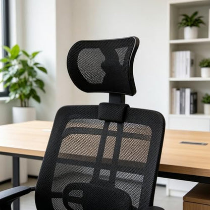 Office Headrest Breathable Mesh Ergonomic Adjustable Chair Attachment Clamp Suitable for Professionals Students Gaming Desks, Black-B