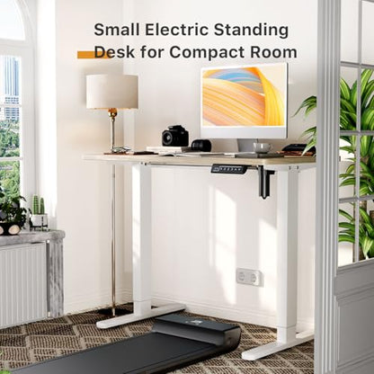 JOY worker Small Electric Standing Desk, 35" Whole Piece Height Adjustable - color: Light Walnut, size: 35" * 20"