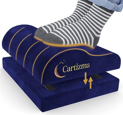 Ergonomic Foot Rest for Under Desk - Non-Slip, Adjustable, Washable Covers - Office, Home & Travel - color: Blue
