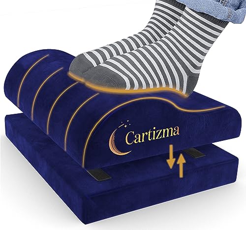 Ergonomic Foot Rest for Under Desk - Non-Slip, Adjustable, Washable Covers - Office, Home & Travel - color: Blue