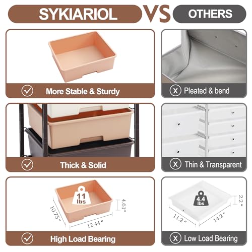 SYKIARIOL Rolling Cart with Drawers, 5 Drawers Utility Cart, Dark Brown - color: Dark Brown