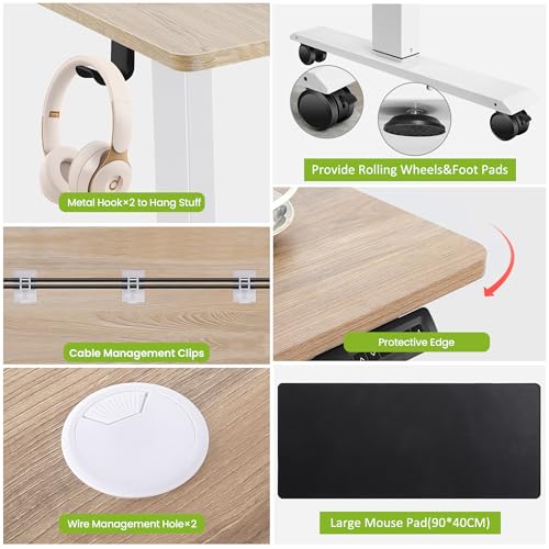 farexon 55x24In Electric Adjustable Standing Desk with Mouse Pad, Oak Gray - color: Oak Grey, size: 55 x 24''