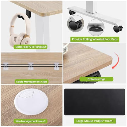 farexon 63x24 in Electric Adjustable Standing Desk with Mouse Pad, Oak Gray - color: Oak Grey, size: 63 x 24''