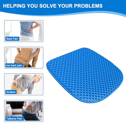 Large Gel Seat Cushion for Long Sitting With Non-Slip Cover,Soft & Breathable,Chair Cushion,Car seat Cushion,Office seat Cushion,Seat Cushion for Desk Chair,Wheelchair Cushion (Blue, Large Size) - size: Large Size