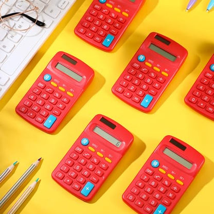 Copkim 24 Pack Student Mini Calculator for Classroom, 8-Digit Display Dual Powered Handheld Math Tools for Teachers, School Supplies and Classroom Rewards, Compact Design(Red) - color: Red