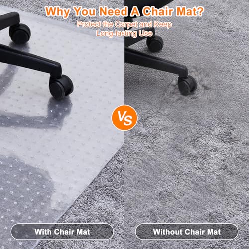 Anti-Slip 30 x 48 in Office Chair Mat for Low Pile Carpets with Lip | Heavy-Duty Easy-Glide Rolling Plastic Floor Mat Fits Gaming or Work Chairs for Home and Office Use - size: 30" x 48" for Carpet with Lip