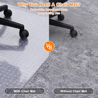 Anti-Slip 30 x 48 in Office Chair Mat for Low Pile Carpets with Lip | Heavy-Duty Easy-Glide Rolling Plastic Floor Mat Fits Gaming or Work Chairs for Home and Office Use - size: 30" x 48" for Carpet with Lip