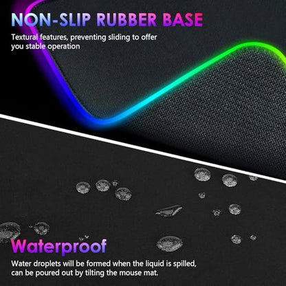 RGB Gaming Mouse Pad, Wireless Charging Mousepad, Mouse Mat - color: black+3 in 1
