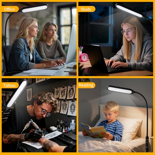 CRI95+ Floor Lamps for Living Room, 18W 3000LM Standing Lamp with 3 Color Temps, Gooseneck Adjustable Dimmable Lamp with Remote, Touch Control for Bedroom, Office, Tattoo Light