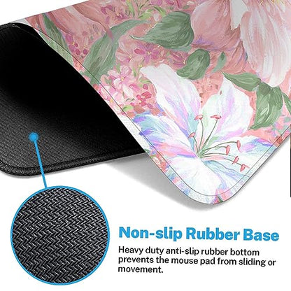 Large Mouse Pad, Mouse Pad, 31.5 x 15.7 Inch, Peony Flower Pink | Watercolor Painted Non-Slip Desk Pad Keyboard and Mouse Desk Mat for Gamer, Office & Home - color: Pink Peony Flowers