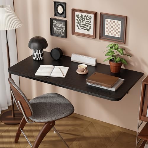Dogsky Wall Mounted Folding Table 36x15.7 in - 200LB Capacity | Heavy Duty Wall Floating Desk, Space-Saving Workbench for Home Office, Laundry Room & Kitchen, Black - color: Black, size: 36" x 15.7"