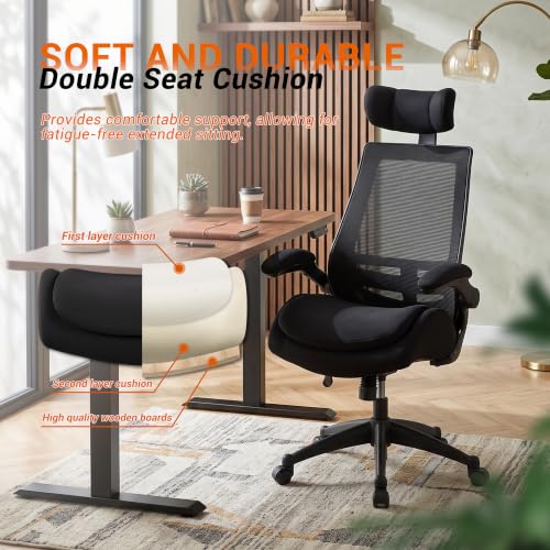 BOLISS 400lbs High Back Ergonomic Office Chair with Dual Seat Cushion - color: Black, size: BLS-2818HS