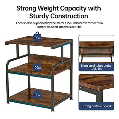 Fannova Large Printer Stand Table with Height Adjustable Storage Shelf - color: Rustic Brown, size: 23.6"W x 18.9"D x 30"H