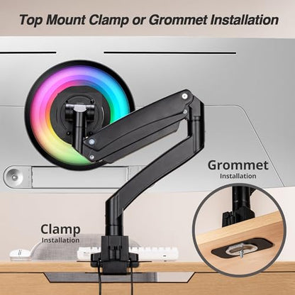 AVLT Single 17"-57" Super Ultrawide Monitor Arm - Black | Screens Up to 59.5 lbs Premium Aluminum Desk Stand Adjustable Pneumatic Height Full Motion Swivel Tilt Rotation USB-C&A Ports - color: Black-17 to 57 Inch