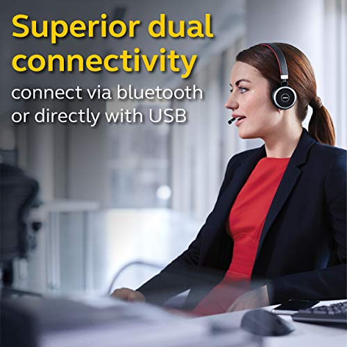 Jabra Evolve 65 MS Wireless Headset, Stereo – Includes Link 370 USB Adapter – Bluetooth Headset with Industry-Leading Wireless Performance, Advanced Noise-Cancelling Microphone, All Day Battery - size: Dual-ear, USB-A Dongle, style: Teams Certified