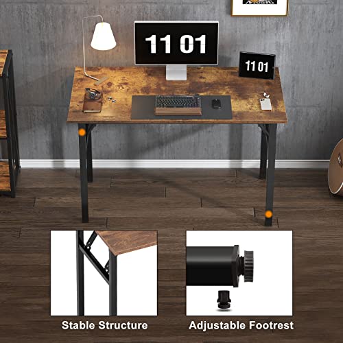 Need Small Folding Computer Desk, 39.4 Inch Writing Table, Rustic Brown - color: Rustic Brown, size: 39.4 inches