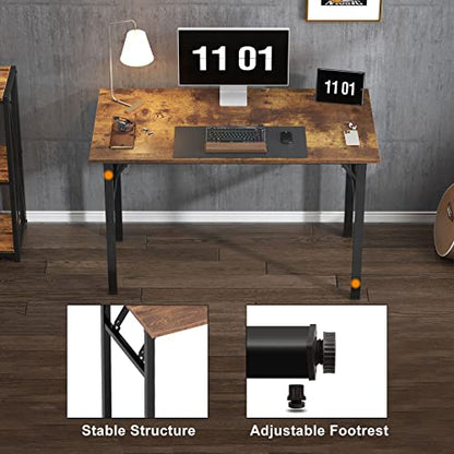 Need Small Folding Computer Desk, 39.4 Inch Writing Table, Rustic Brown - color: Rustic Brown, size: 39.4 inches