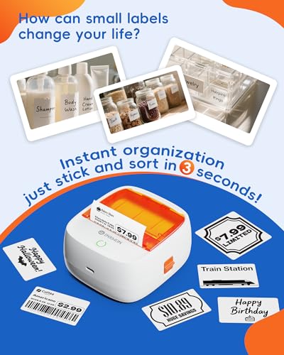 B21 Label Maker, 2-Inch Bluetooth Label Maker Machine with 3 Tapes – Thermal Label Printer Ideal for Small Business, Address, Barcode, School, Office, Home - color: White-Orange, style: Machine + 3 Tapes