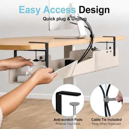 No-Drill Under Standing Desk Cable Management,31.5" L,Beige - color: Beige, size: 31.5"