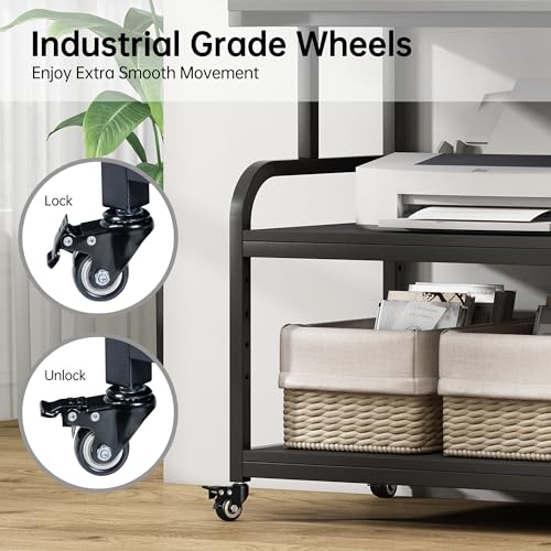 Fannova 32.3"x18.9" Extra Large Printer Stand with Adjustable Storage Shelf - color: Black, size: 32.3"W x 18.9"D x 32.1"H