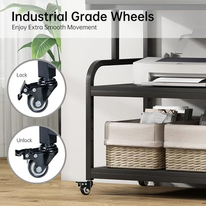 Fannova 32.3"x18.9" Extra Large Printer Stand with Adjustable Storage Shelf - color: Black, size: 32.3"W x 18.9"D x 32.1"H