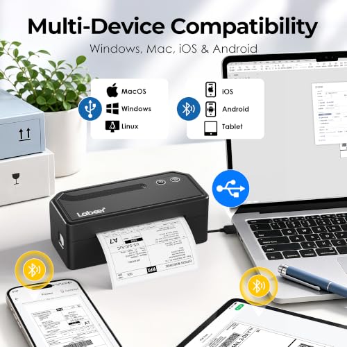 Labeer Bluetooth Thermal Shipping Label Printer, Wireless 4x6 Printer Black - color: Black