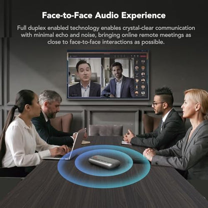 NUROUM A45 Conference Speaker and Microphone, 6 AI Noise Cancelling Mics, 360° 16ft Voice Pickup, Daisy Chain, Bluetooth/USB Speakerphone with Dongle, Compatible with Zoom/Teams/Google Meet