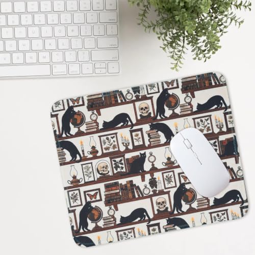 Mouse Pad for Desk with Stitched Edge, Premium Cute Washable Mouse Pads. Computer Mousepad with Non-Slip Rubber Base, Mousepads for Laptop, 9.25x7.75x0.12 inch (Gothic Cats) - color: Gothic Cats
