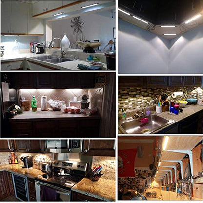 AIBOO LED Under Counter Light Rigid Bar Under Above Cabinet Plug in Kitchen Lights Linkable with Rocker Switch(4 Panels,Daylight White) - color: Daylight White, size: 4-Bar-Kit