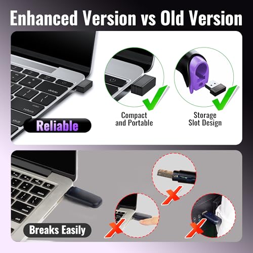 Tera Barcode Scanner with Battery Indicator: 1D Wireless, 5100 Purple | USB Wired 2.4G Wireless Reader, 2200mAh Battery, 1D Laser Scanning, IP54 Protection, Retail Checkout Warehouse Library School - color: 1D Purple