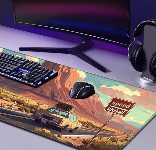 Natural Mountain View Gaming Computer Keyboard Pad, Computer Mouse Pad | Large Extended Mouse Pad; Full Desk Coverage; Waterproof Coating; Stable Anti-Slide Base For Gaming, Office, Study Daily Use - color: Grassland Highway